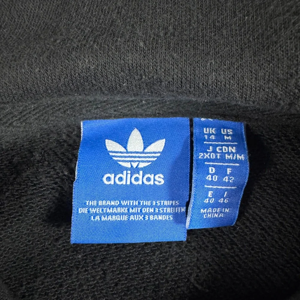 Adidas Originals Trefoil Cropped Hoodie Black White Women's Medium - Picture 3 of 11